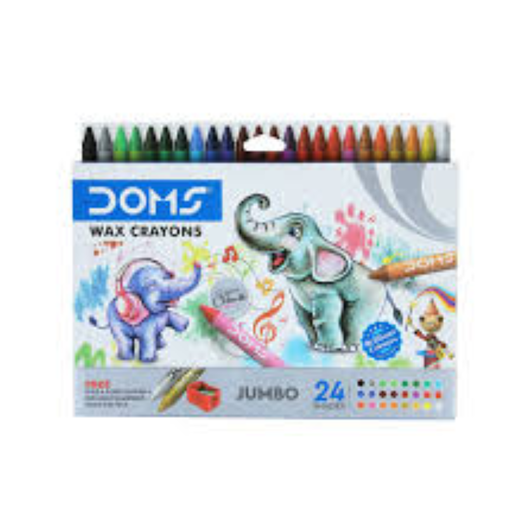 DOMS WAX CRAYONS JUMBO 24 SHADES 90MM
